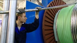 Specialists at VNIIKP in Podolsk, Russia have produced a 760-metre niobium-tin (Nb3Sn) cable—the second product of this kind manufactured in Russia. (Click to view larger version...)